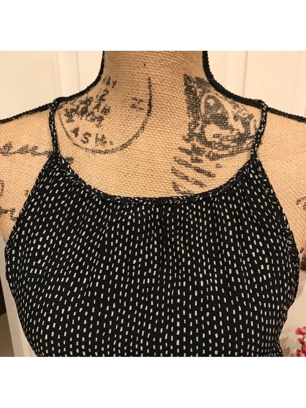 Mo:Vint Black and White Tank Dress with Beaded lining NWT - Picture 4 of 5